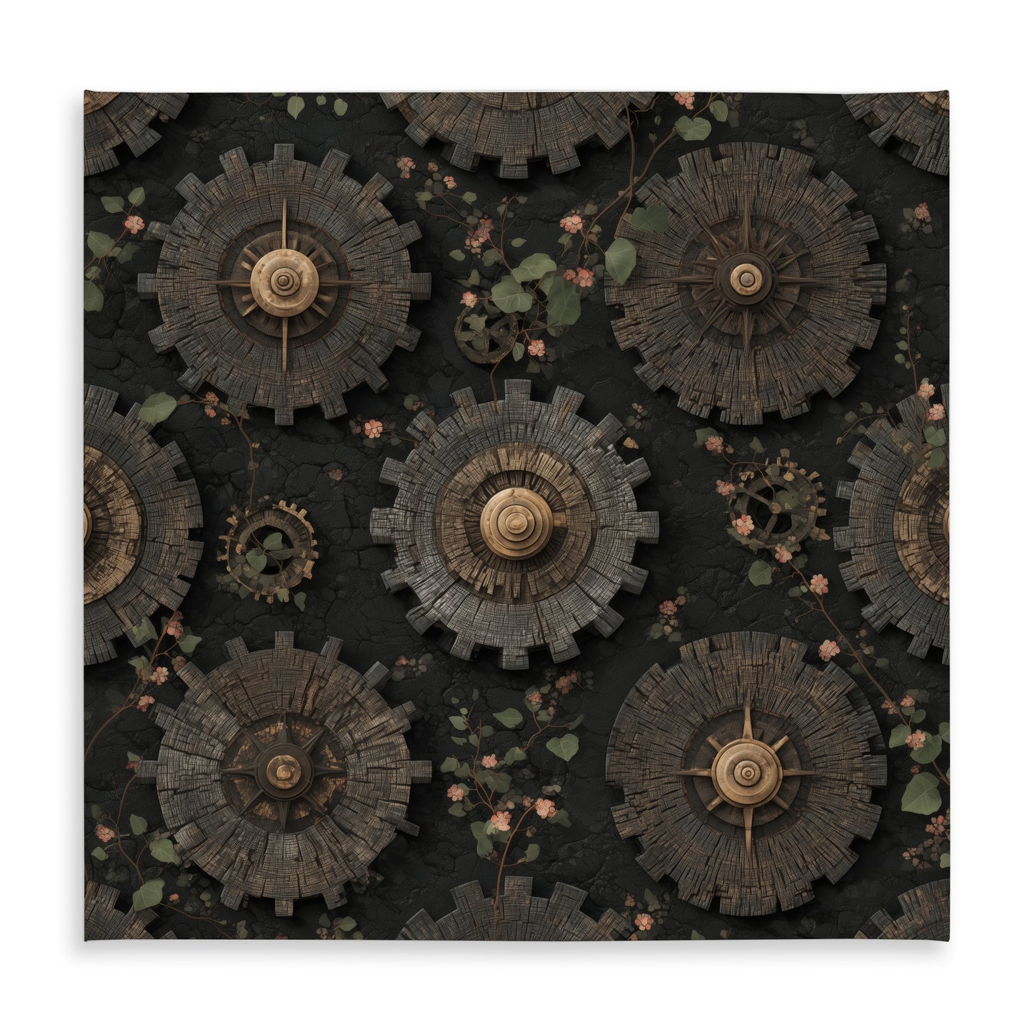 Cog Pattern Brown Indoor Outdoor Tablecloth | Home Decor
