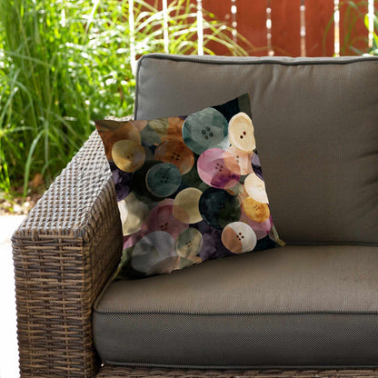 Coussin décoratif en sergé polyester, motif « Colorful Button Dance »