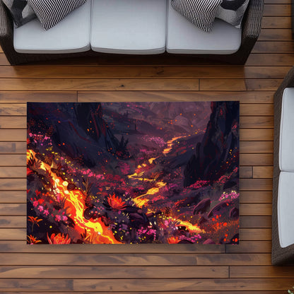 Bloom and Eruption - Yellow Outdoor Area Rug for Home Decor