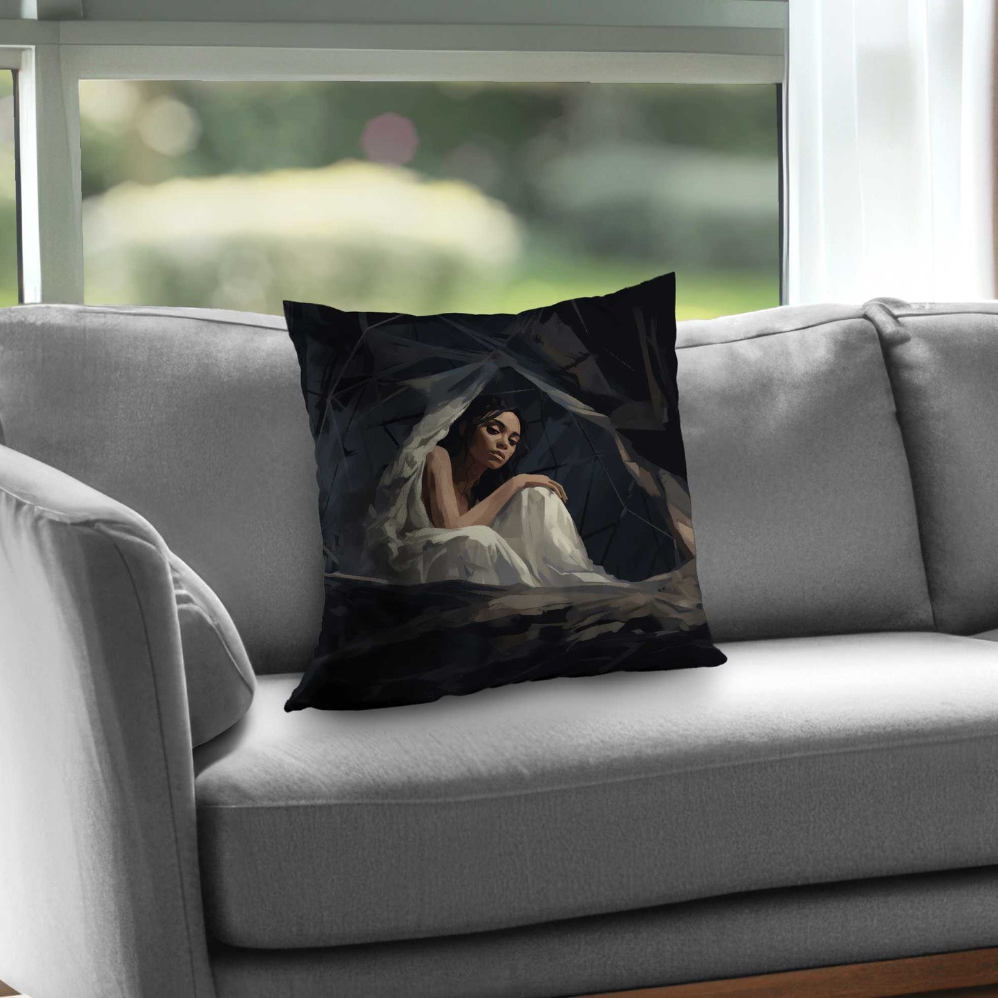 Coussin décoratif en sergé de polyester à l'aspect cocon pour une décoration intérieure élégante
