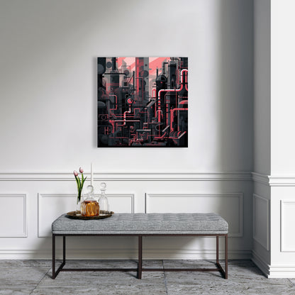 Industrial Empire - Red Canvas Art for Home Decor