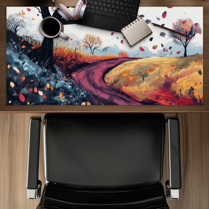 Blowing Leaves - White Desk Mat for Stylish Home Decor