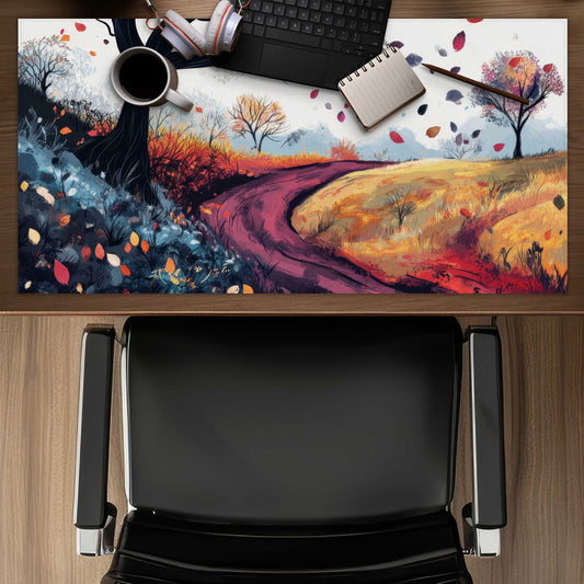 Blowing Leaves - White Desk Mat for Stylish Home Decor