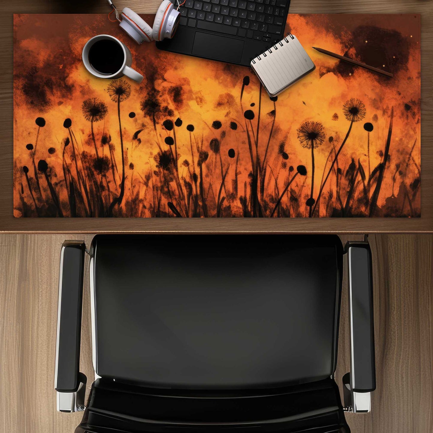 Ablaze Yellow Desk Mat for Stylish Decor | Modern Office