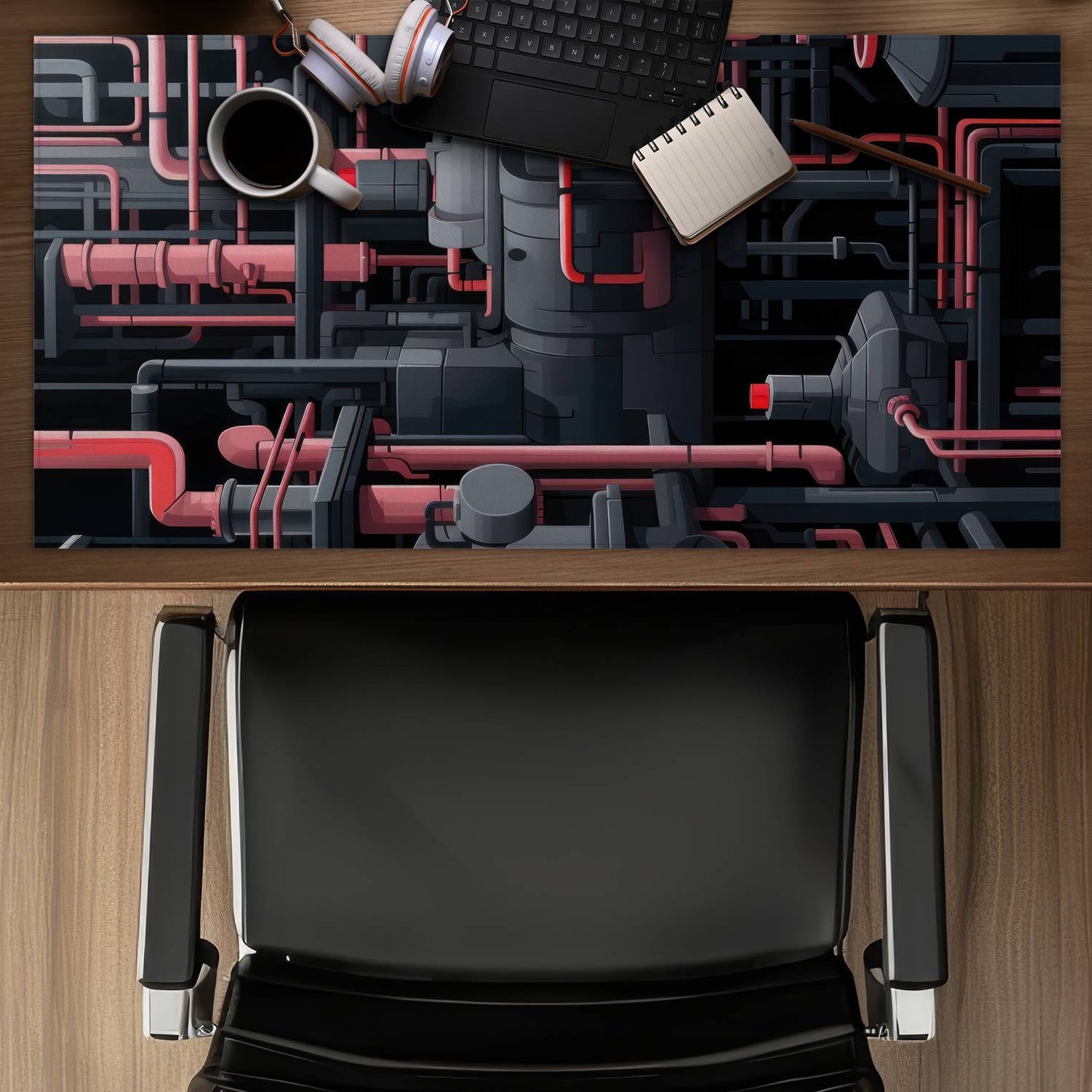 Dark Pipes - Black Desk Mat for Stylish Home Decor