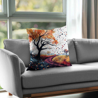 Blowing Leaves Poly Twill Throw Pillow | Home Decor Accent