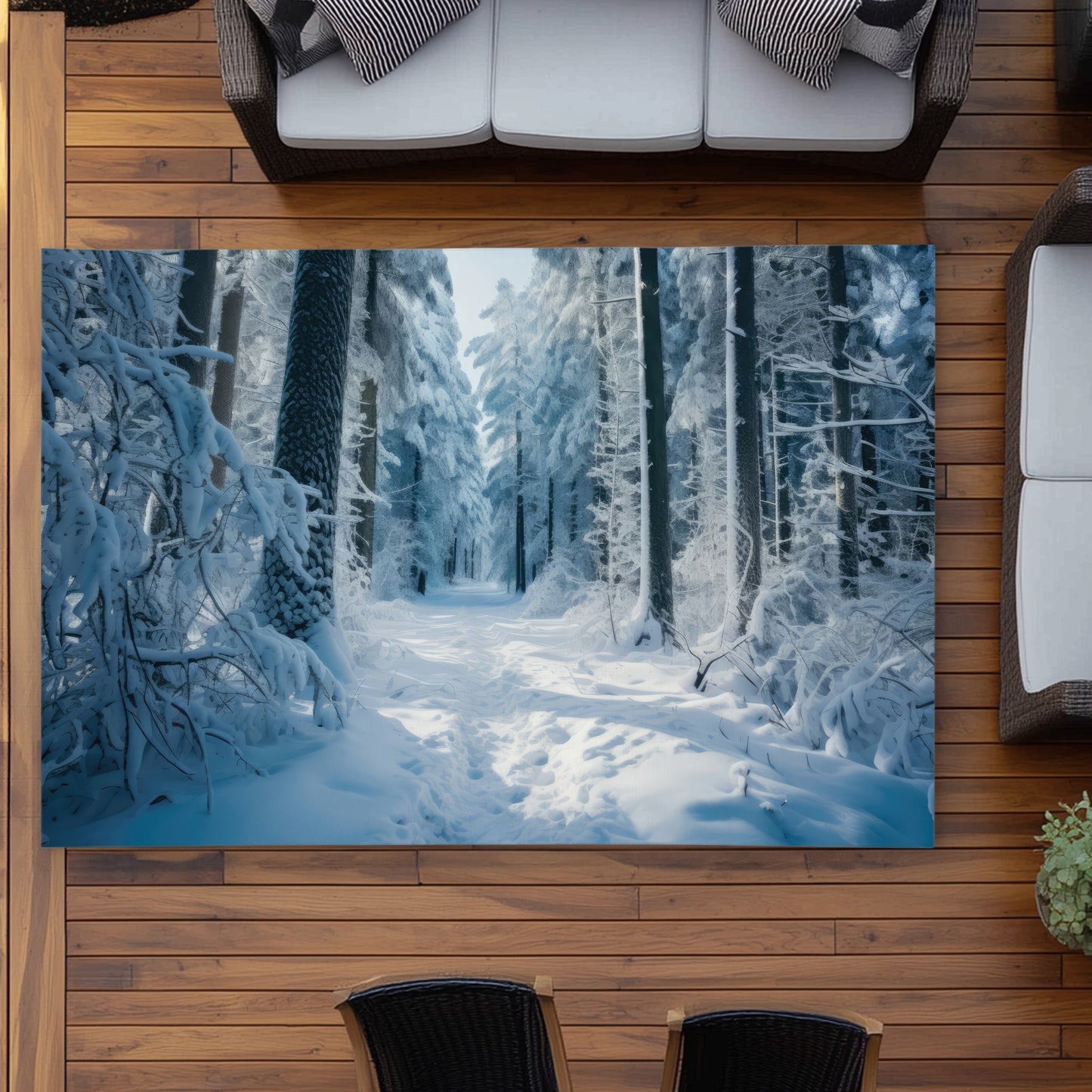 Cold forest White Outdoor Area Rug for Home Decor - Stylish