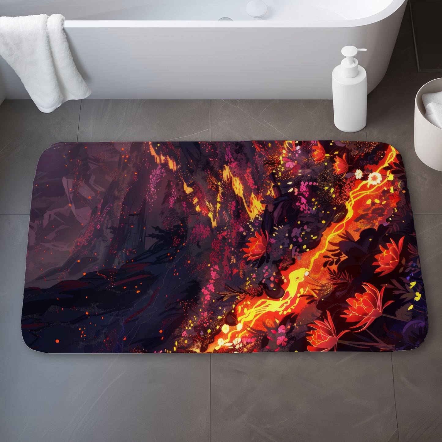 Bloom and eruption - 17"x24" Bath mat