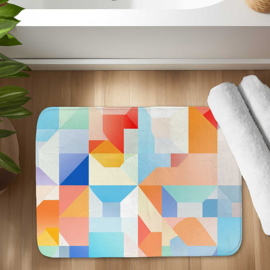 Geometric Cadence Orange Bath Mat | Stylish Home Decor