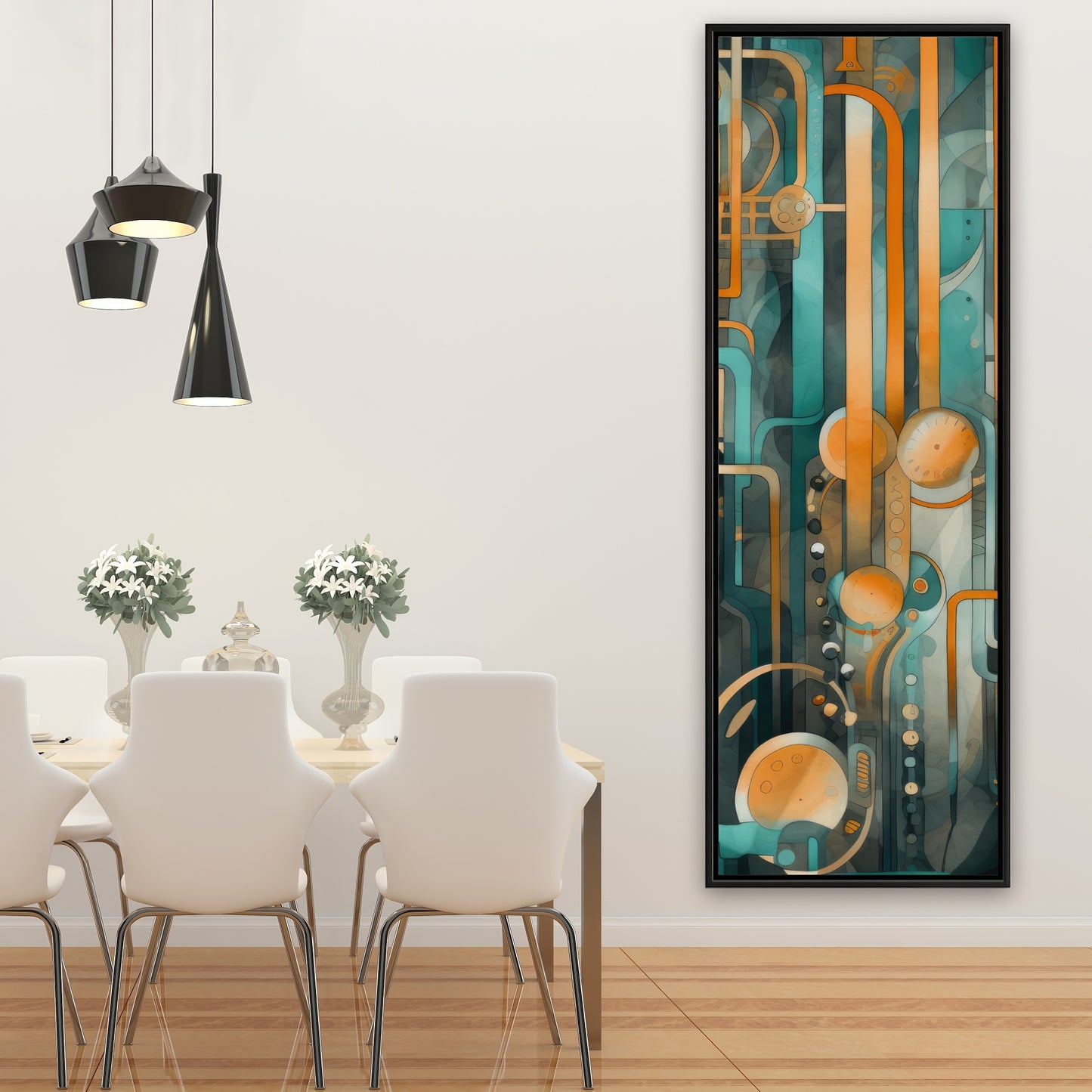 Astrological Machinery - Orange Framed Canvas for Home Decor