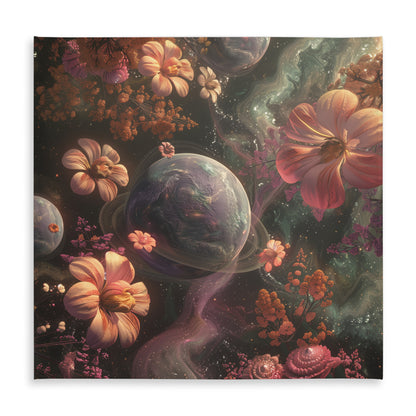 Flower space Pink Indoor Outdoor Tablecloth for Home Decor