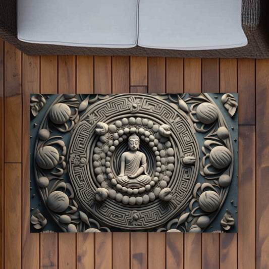 Spiritual Peace White Outdoor Area Rug | Home Decor Accent