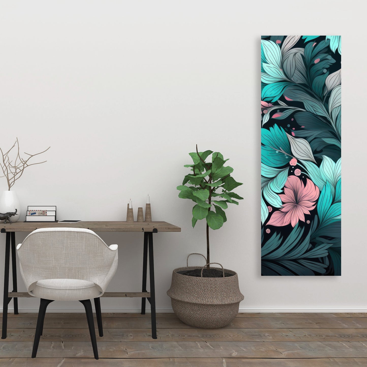 Neon Leaves - Pink Canvas Art for Stylish Home Decor