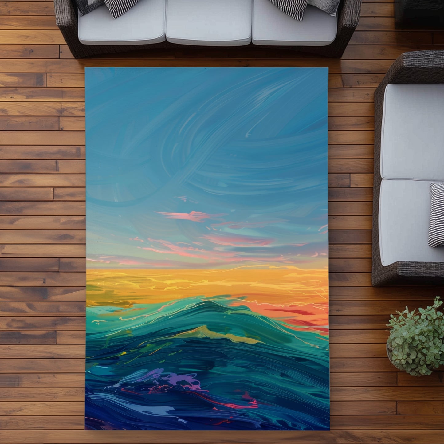 Watercolors Yellow Outdoor Area Rug | Stylish Design