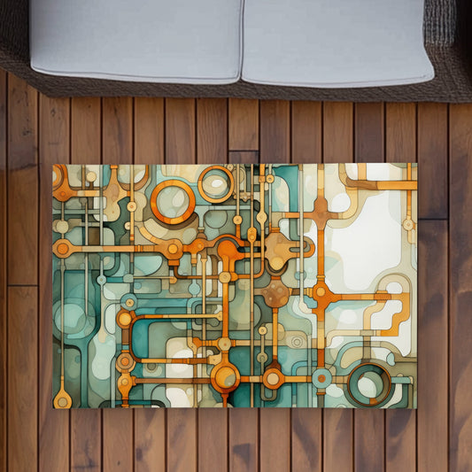 Turns and Bends White Outdoor Area Rug for Home Decor