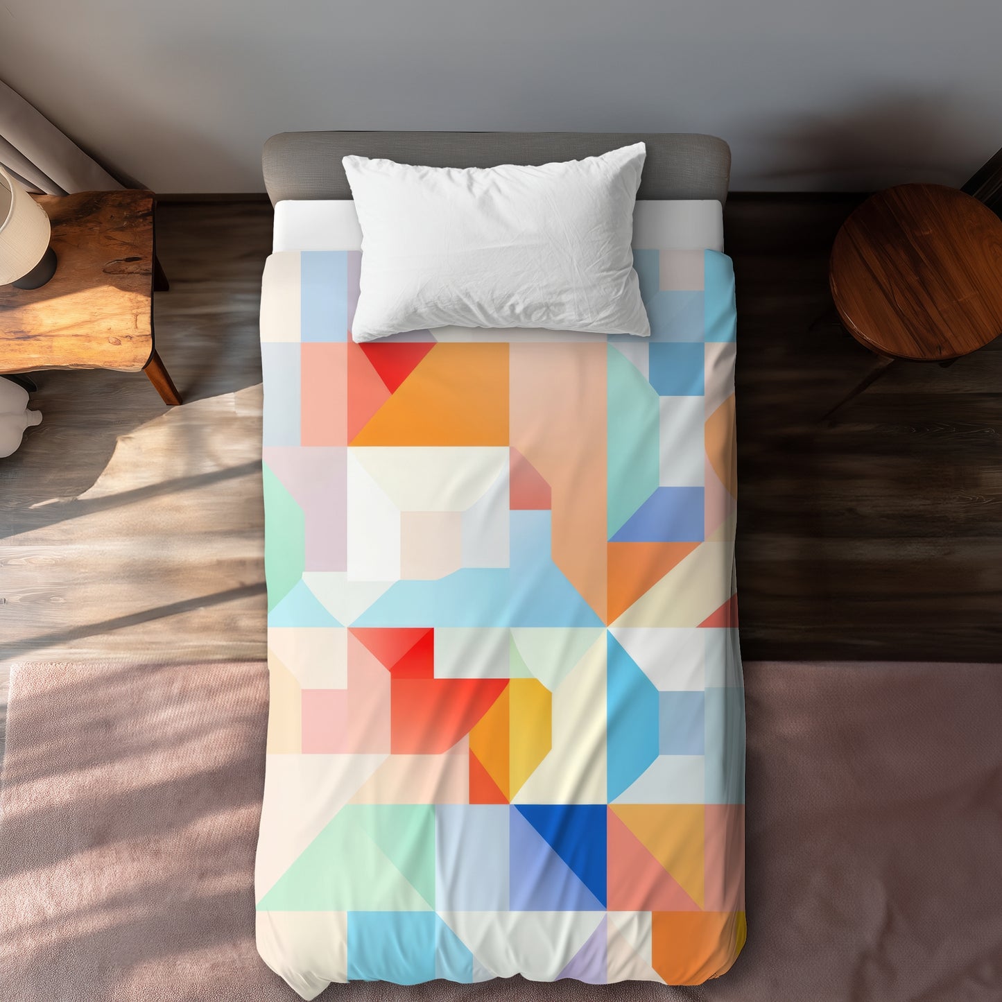 Housse de Couette Cadence Géométrique | Linge de Lit Décoration Maison Moderne
