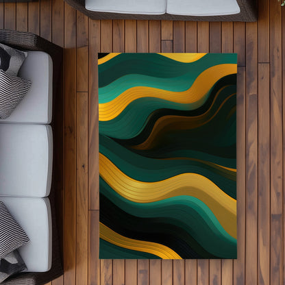 Golden Harmony Turquoise Outdoor Area Rug for Home Decor