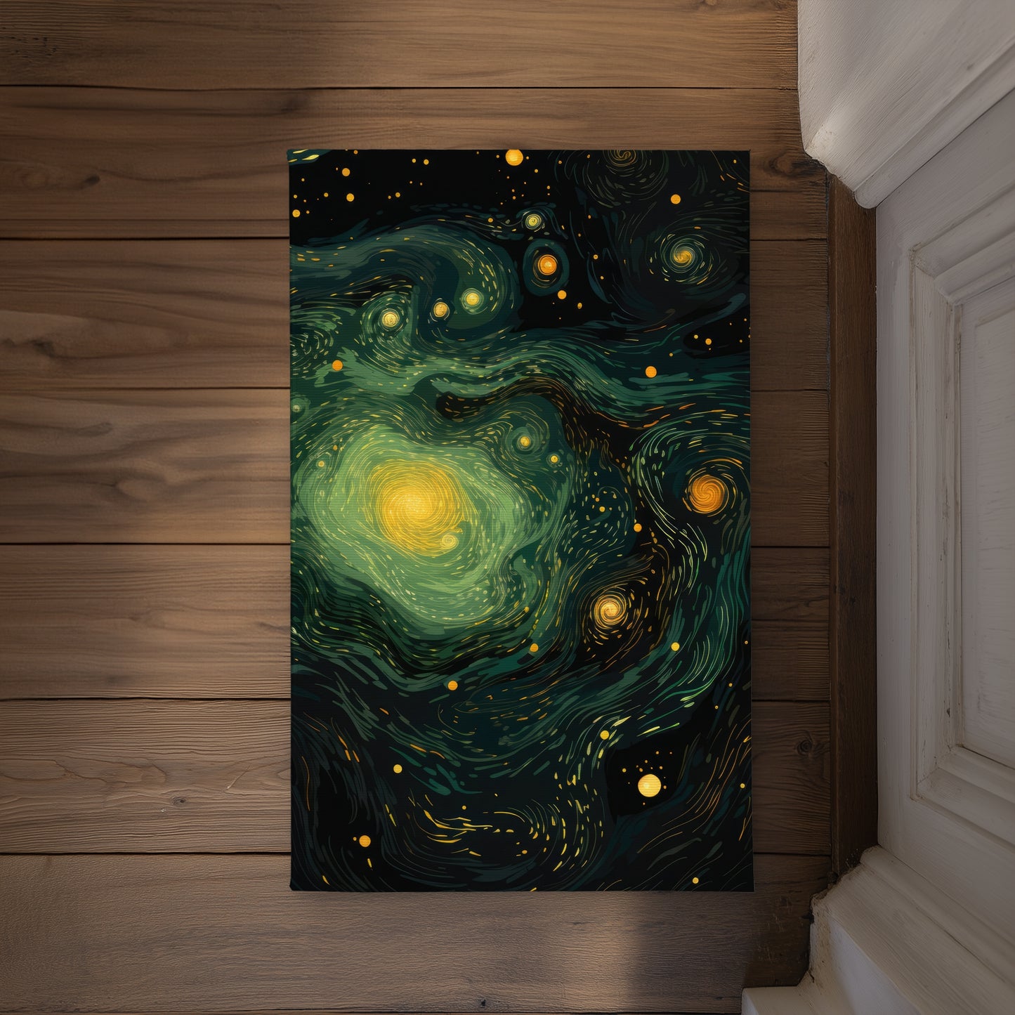 Illuminated in Space Yellow Indoor Outdoor Door Mat | Decor
