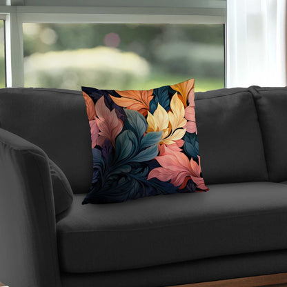 Coussin décoratif en sergé de polyester gris pastel fleuri | Décoration