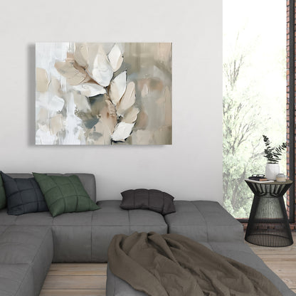 Leaf Beige Canvas - Elegant Home Decor Accent | Stylish Art