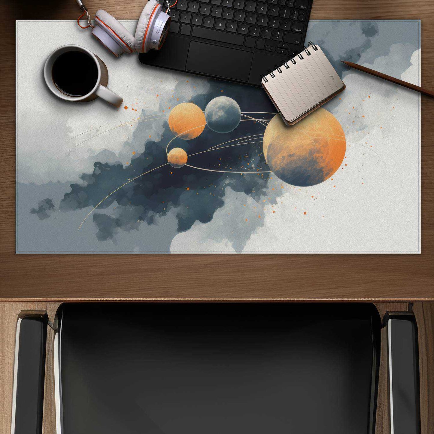 Circle of Planets - White Gaming Mat for Home Decor