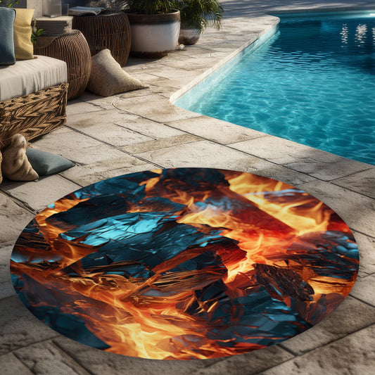 Cursed Visions Red 5' Round Outdoor Area Rug for Home Decor