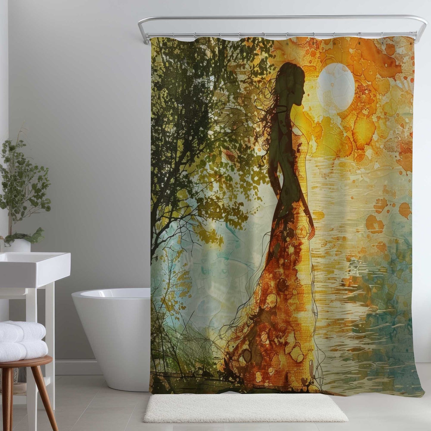 Rideau de douche Peaceful Sun | Décoration élégante pour salle de bain