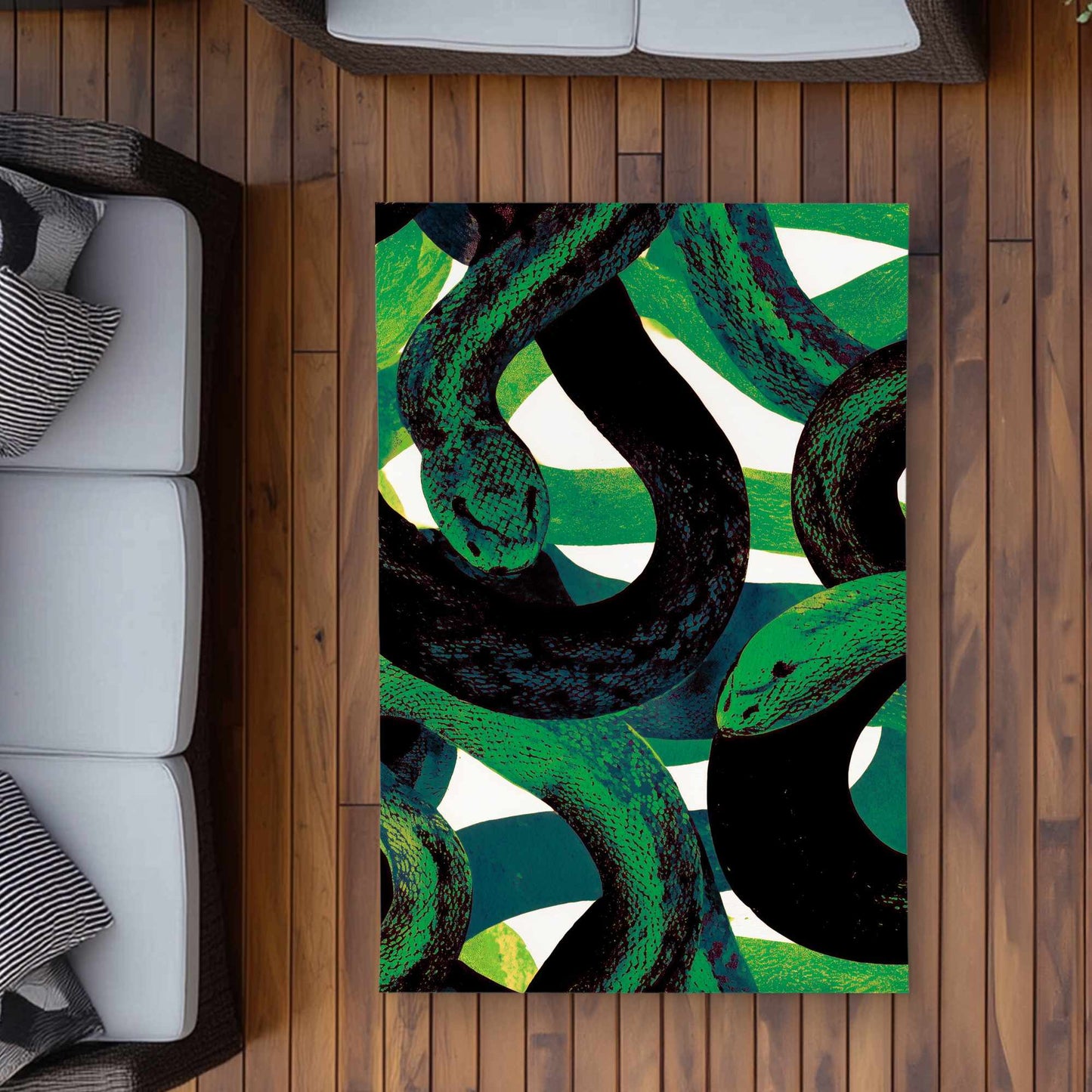 Tapis d'extérieur Emerald Coil Dance | Décoration élégante pour la maison
