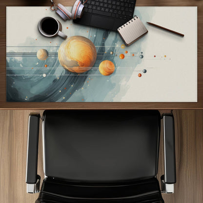 Hanging planets Orange gaming mat | Stylish home decor