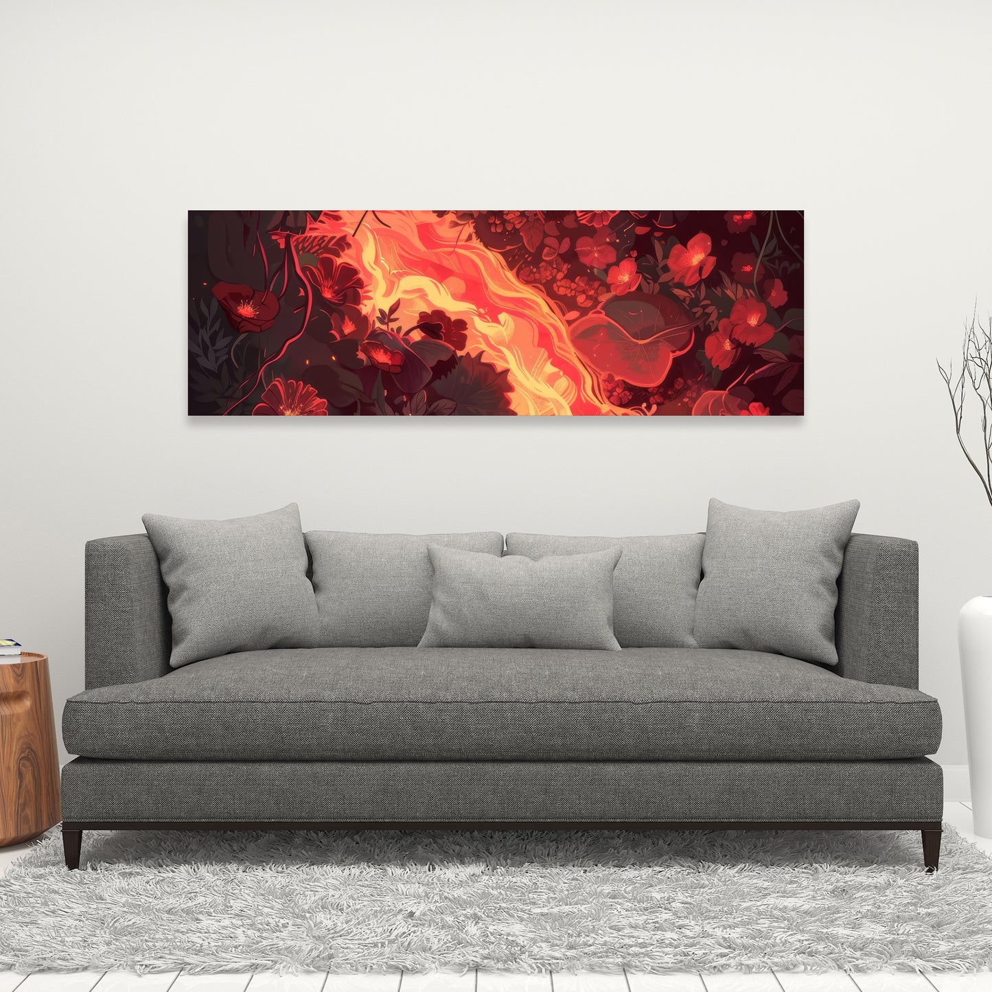 Seering Flowerbed - Black Canvas Decor Art | Stylish Design