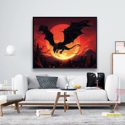 The dragon's wrath - 36"x36" Framed canvas