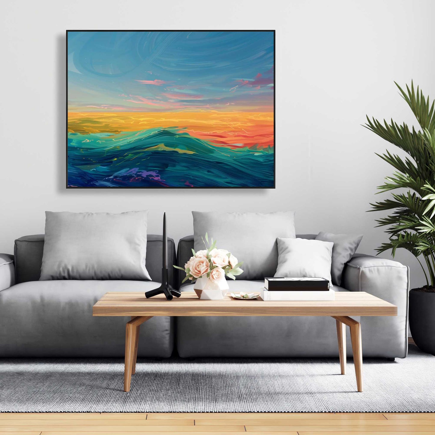 Watercolors Red Framed Canvas - Stylish Home Decor Accent