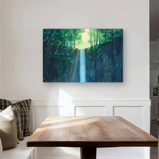 Waterfall - Blue Metal Print for Stunning Home Decor