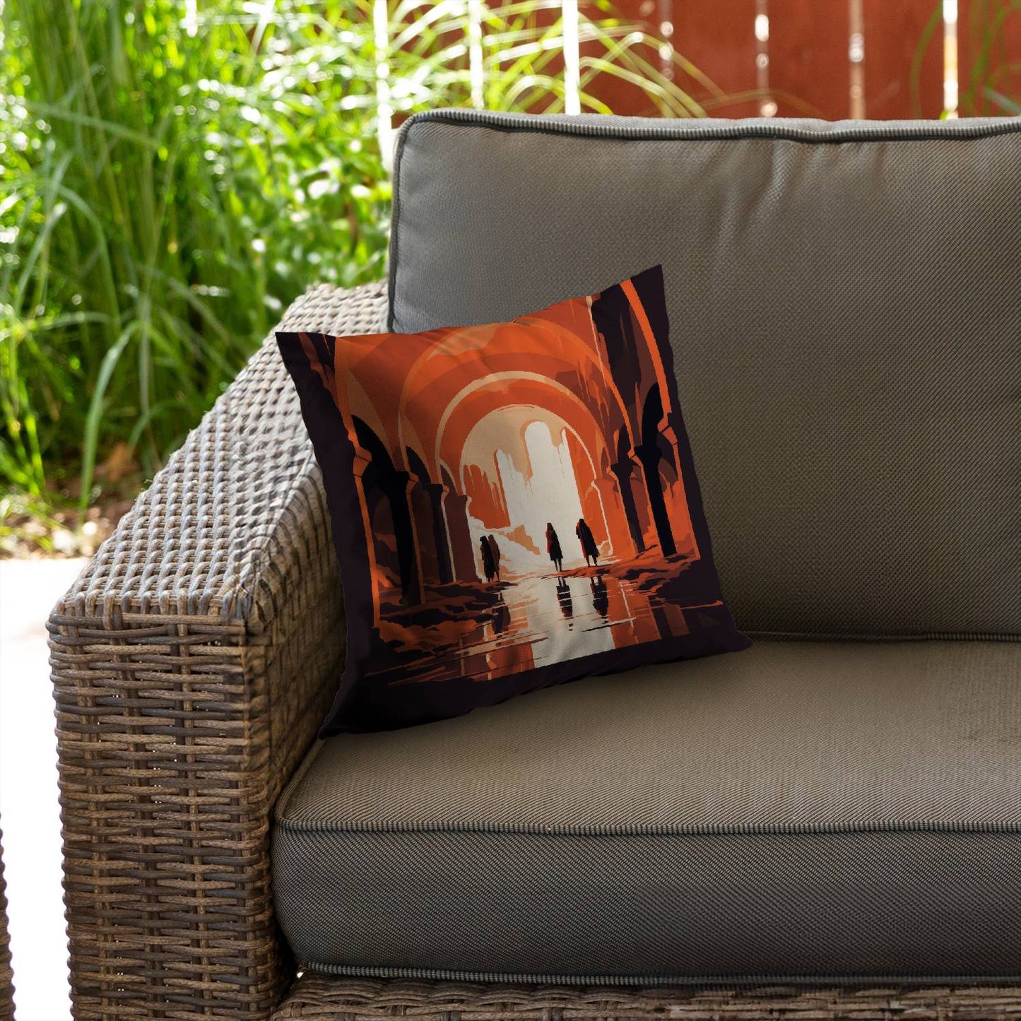 In the ruins - Throw pillow - Print on demand