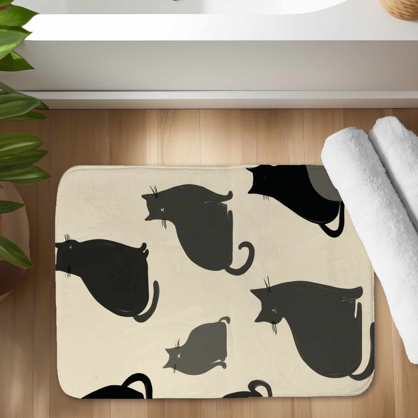 Tapis de bain rassemblement de chats silencieux | Décoration d'intérieur douillette