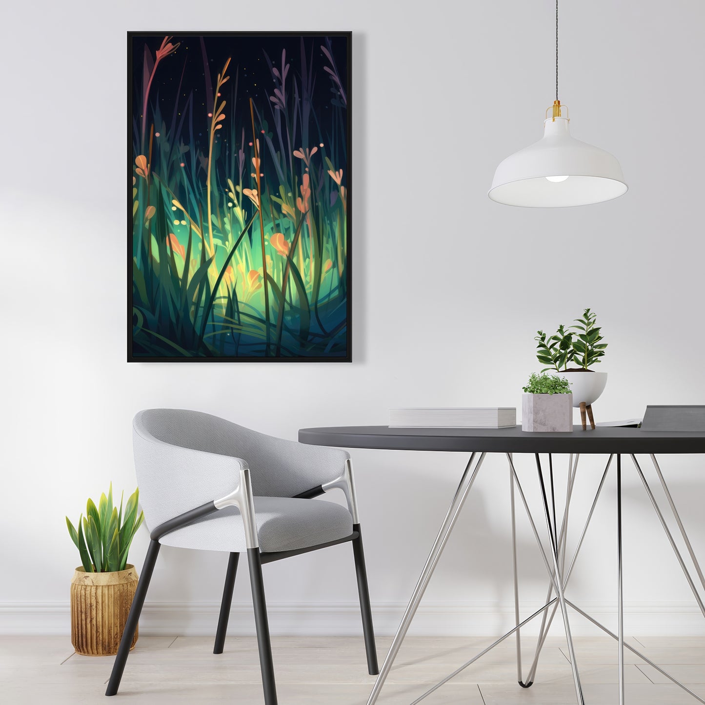Between Twigs - Turquoise Framed Canvas for Home Decor