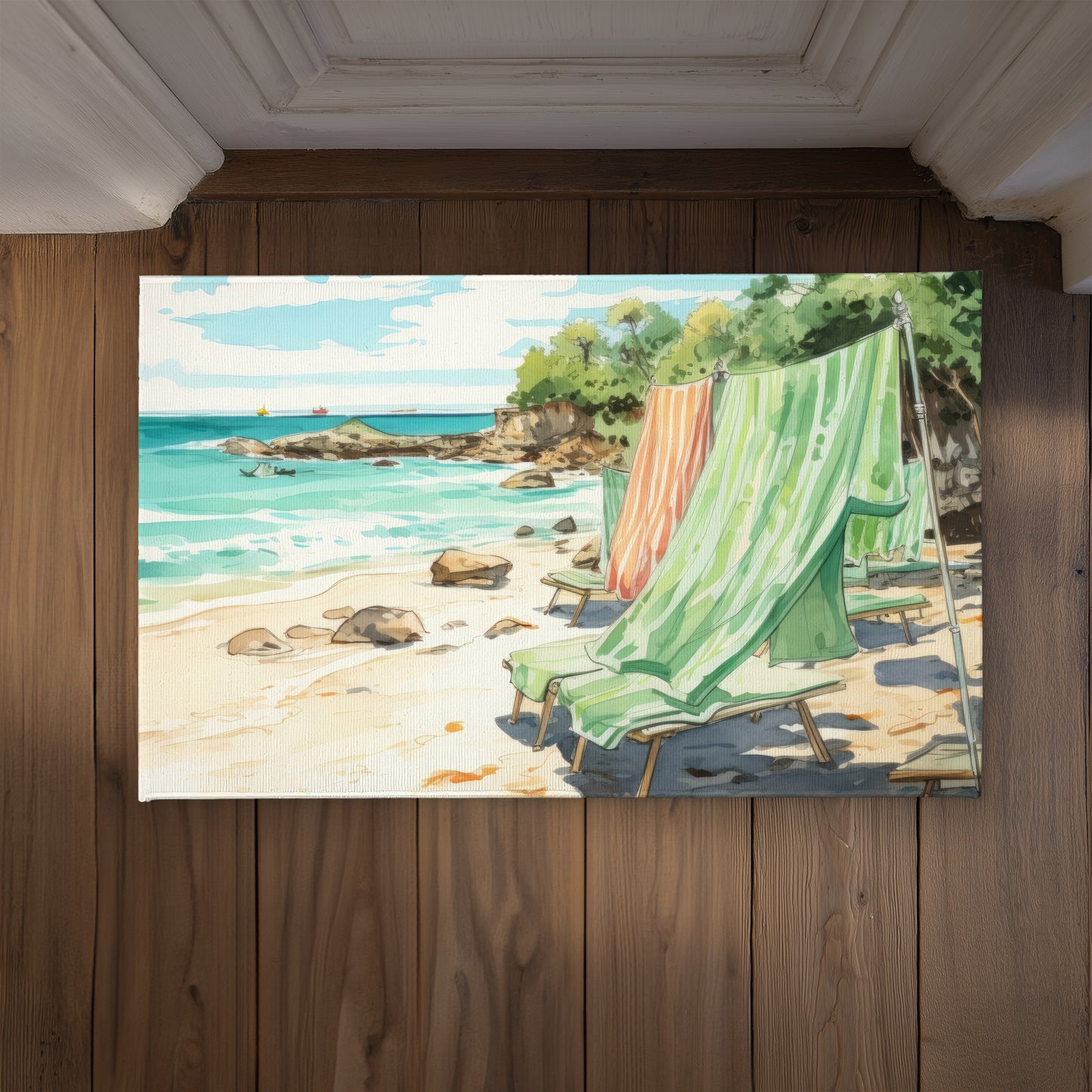 Beach Calm Beige Indoor Outdoor Door Mat | Home Decor