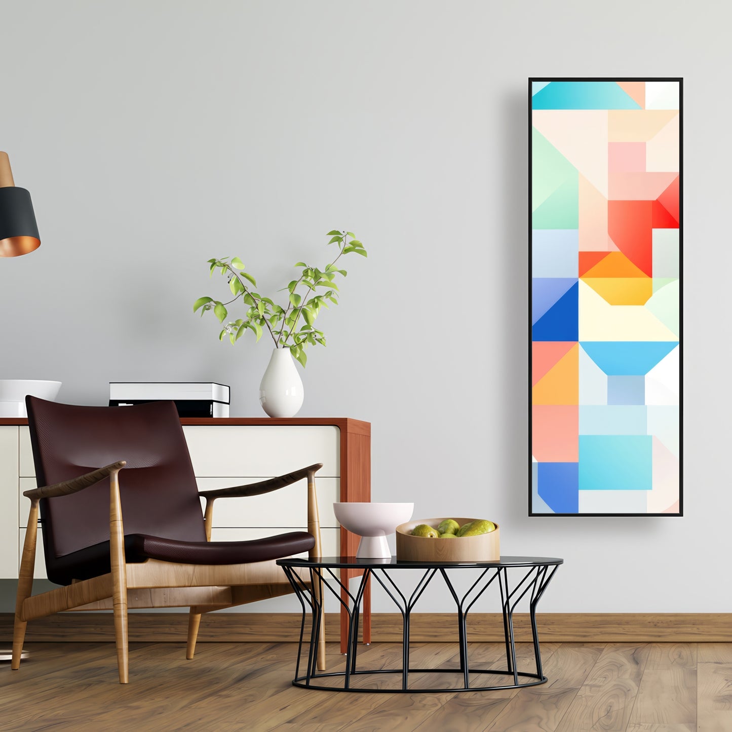 Geometric Cadence - Blue Framed Canvas for Home Decor
