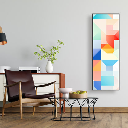 Geometric Cadence - Blue Framed Canvas for Home Decor