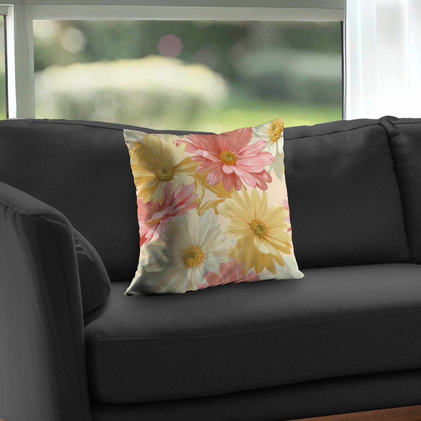 Sunlit Daisy Dream Poly Twill Throw Pillow - Home Decor
