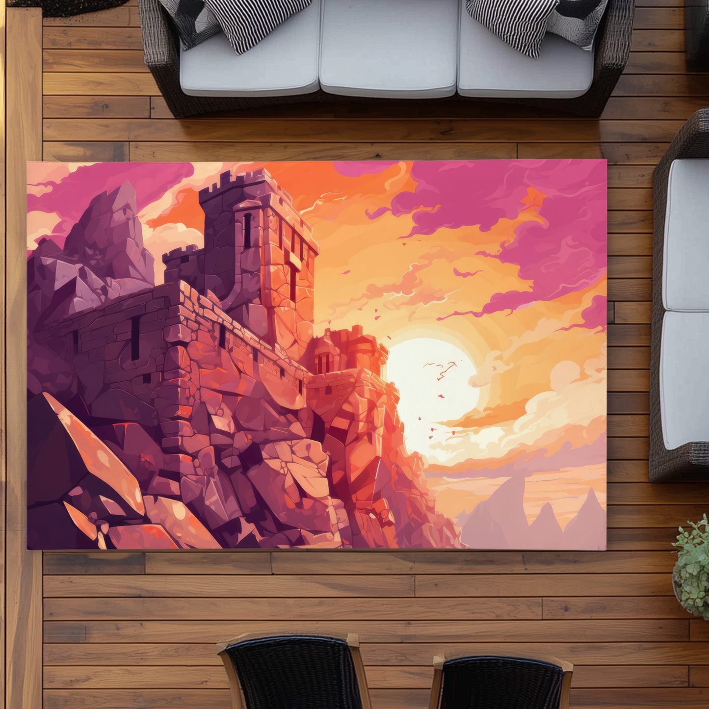 Le Rempart du Coucher de Soleil - Tapis d'Extérieur pour la Décoration Intérieure