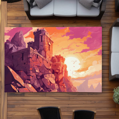 Le Rempart du Coucher de Soleil - Tapis d'Extérieur pour la Décoration Intérieure