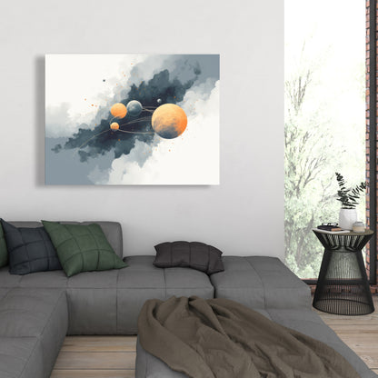 Circle of Planets - White Canvas Home Decor Wall Art