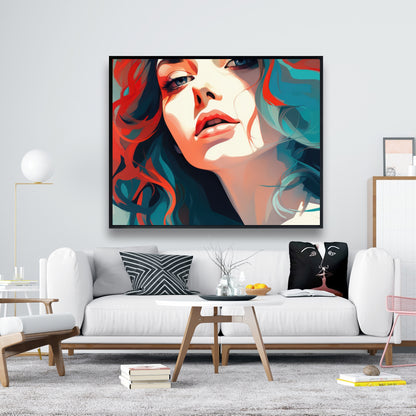 Dangerous Lips - Turquoise Framed Canvas Home Decor Art