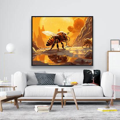 Bee world - 36"x36" Framed canvas
