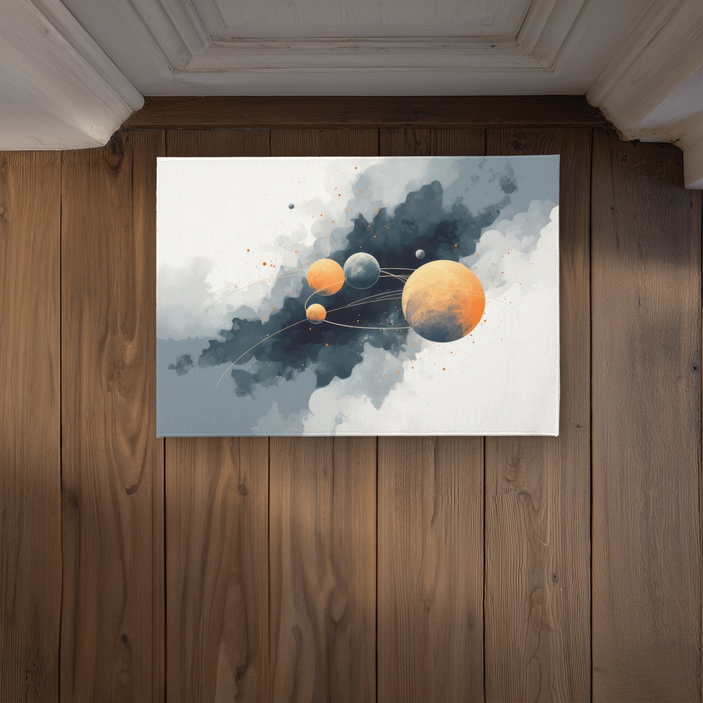 Circle of Planets White Indoor Outdoor Door Mat - Home Decor