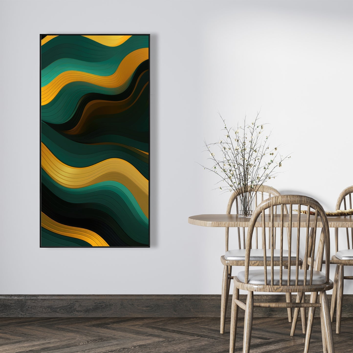 Golden Harmony - Gold Framed Canvas for Elegant Home Decor