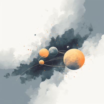 Circle of planets White poly twill throw pillow | Home decor