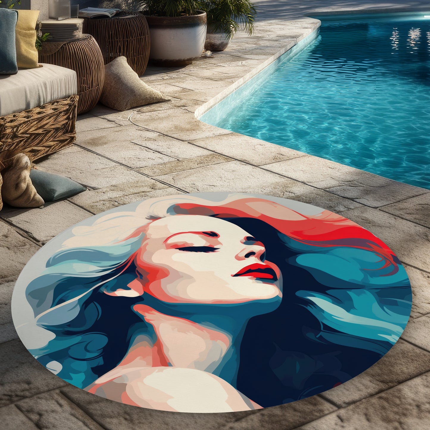 Beauty at its purest - Turquoise 5' Round Outdoor Rug