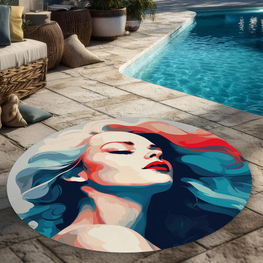 Beauty at its purest - Turquoise 5' Round Outdoor Rug
